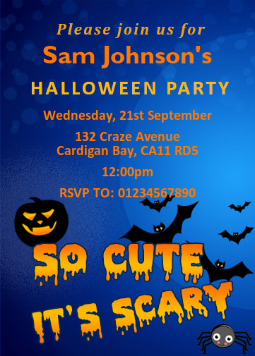 Halloween Party Invitations. Bats and Pumpkins Halloween Invitation