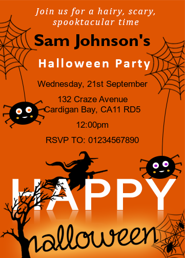 Spooky Halloween Invitations. halloween invitation witch and webs