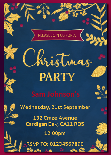 Christmas Party Invitations UK. gold leaf christmas party invitation e-invite