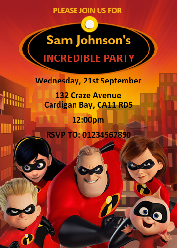 incredibles party invitation ecards online