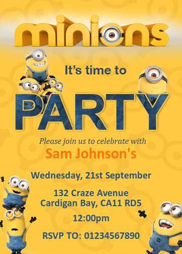 Minions party invitation e-card