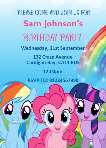 My little pony birthday invitation e-card