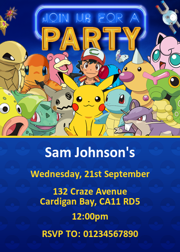 pokemon party invitation for kids