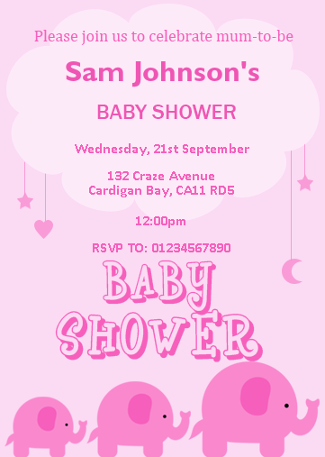 pink baby shower invitation design