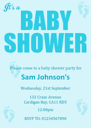 baby shower invitation with blue design