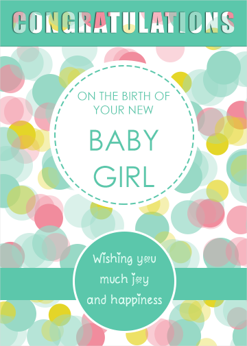 free new baby girl digital ecard with bubbles effect