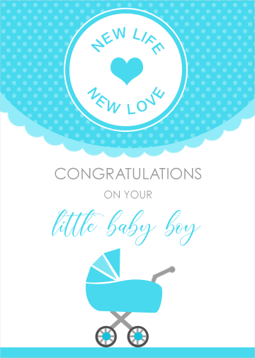 New baby boy personalised ecard in blue design