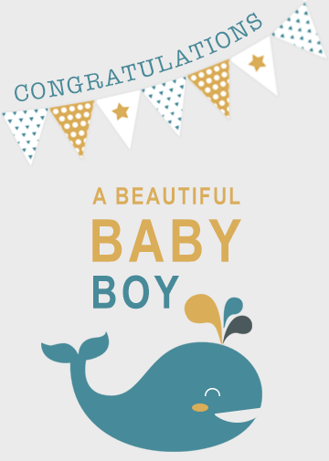 new baby boy ecard with bunting effect