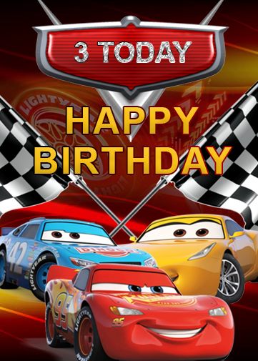 Disney cars birthday ecard for 3rd birthday
