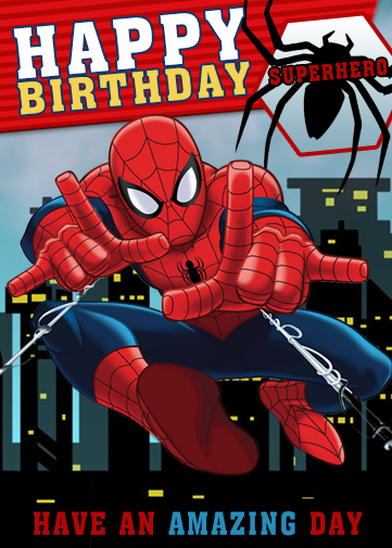 Interactive Spiderman Birthday Card with amazing text