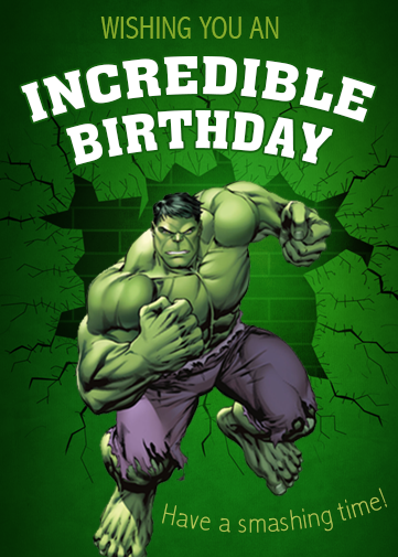 incredible hulk birthday ecard with green background hulk smashing through wall