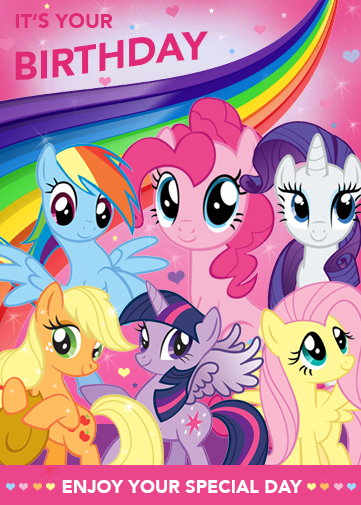 My little pony birthday card with rainbow background