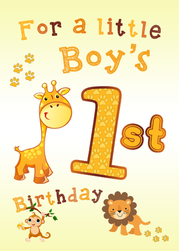 boys 1st birthday ecards with animals