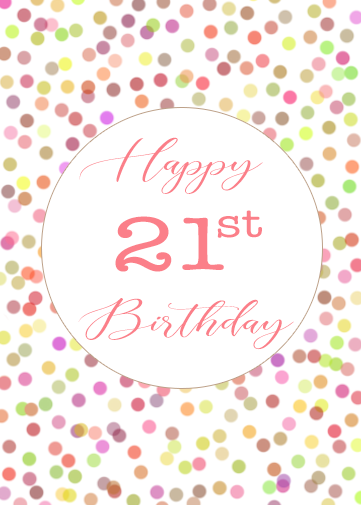 free 21st birthday ecard with colourful dots