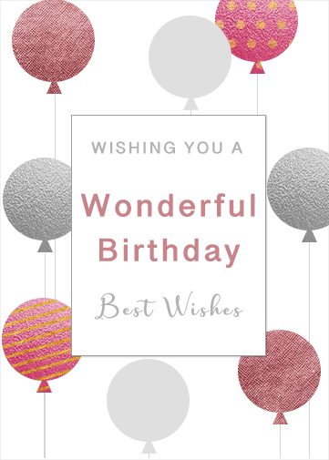birthday digital ecard with foil balloons effect