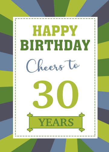 free 30th birthday ecard with cheers to 30 years