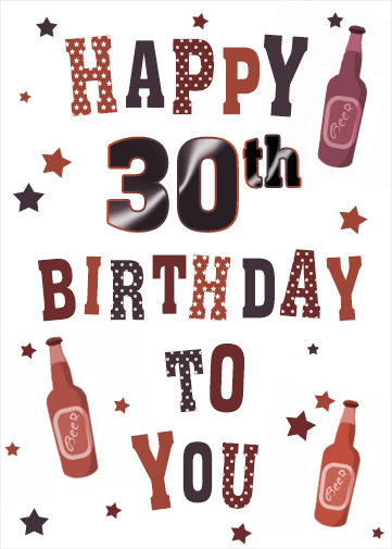 30th birthday ecard with bottles of beer
