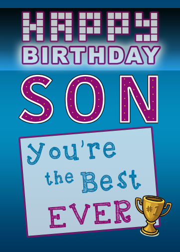 son birthday ecard with you're the best ever and a trophy