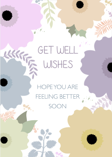 Get Well Wishes Card to show you care. Lovely card with pastel flowers and a unique design with a lovely verse.