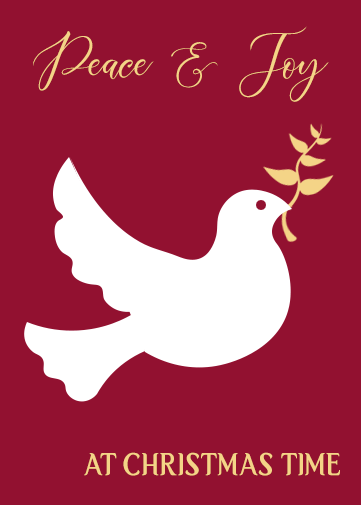 Christmas Blessing Cards with a dove saying peace and joy at christmas time