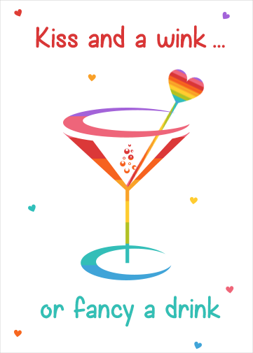 free valentines day card digital ecard with rainbow coloured cocktail glass
