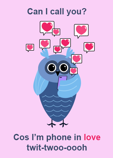 valentines day love owl card digital ecard to personalise and send online via craze cards