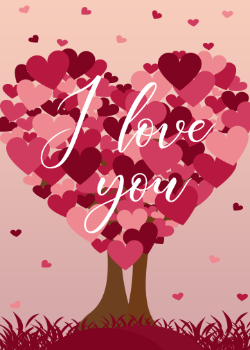 free valentines ecard with hearts tree and floating hearts