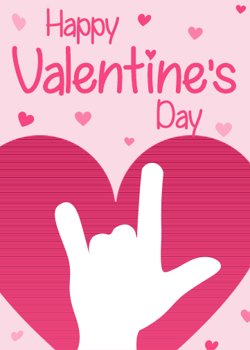 free valentines day ecard with sign language i love you in a heart