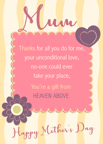 Mother's Day cards with pink border and flowers