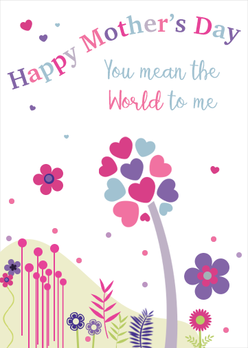 happy mother's day ecards with heart tree and flowers