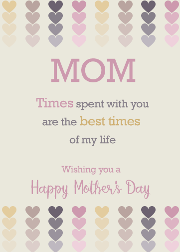 mommy's day digital e card to send now. Has a lovely heart background and poem.