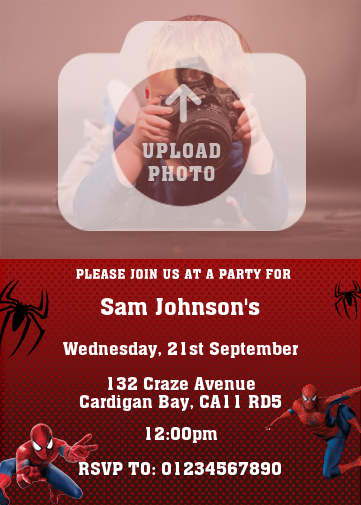 Spiderman birthday invitations template for kids party invitations with spiderman figures on.