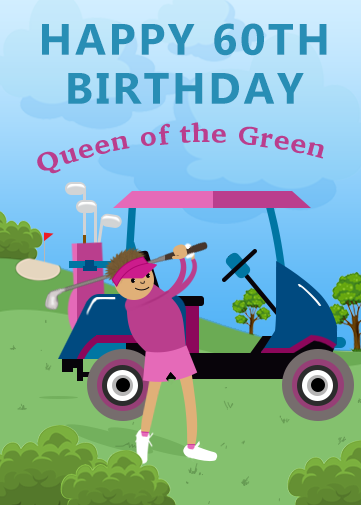 Free ladies 60th birthday card | Queen of the green - Crazecards