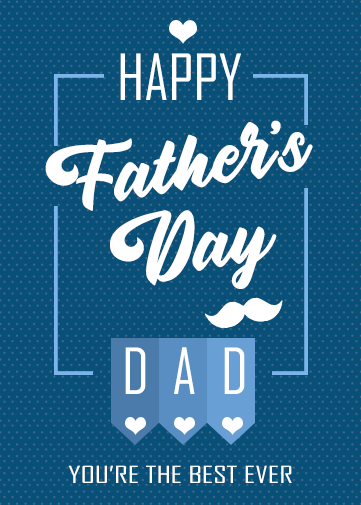 fathers day 2020 card with a blue background and fathers day text with little hearts and dad in tie shapes