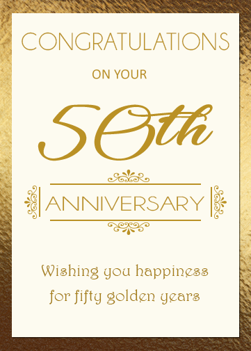 50th golden wedding anniversary card