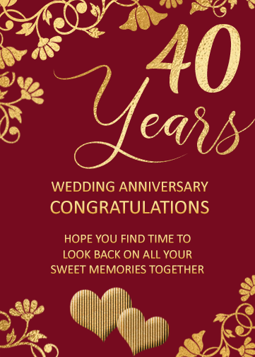 Ruby Wedding Anniversary Card. Just £ from Crazecards