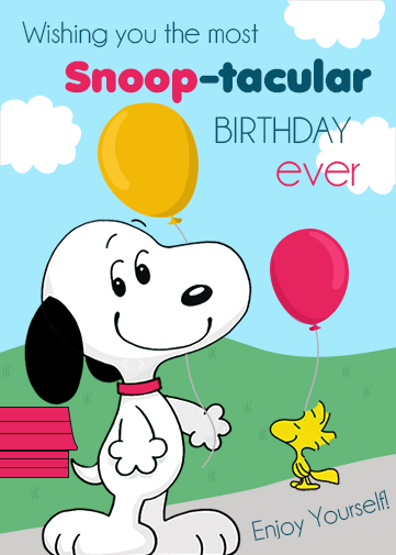 snoopy birthday card with woodstock