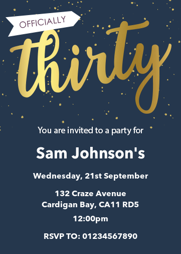 30th Birthday E Invitations