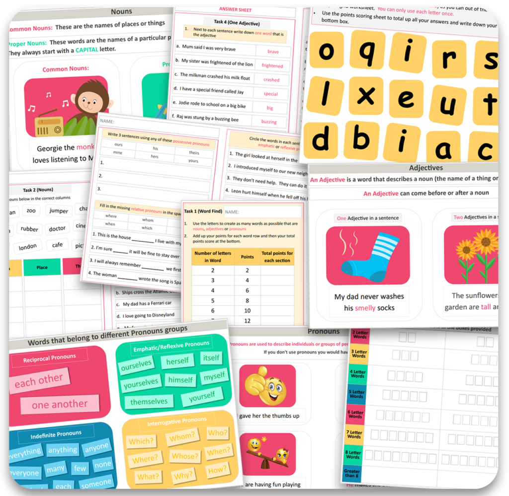 Nouns And Adjectives Worksheets Clear Concise Visual With Answers 