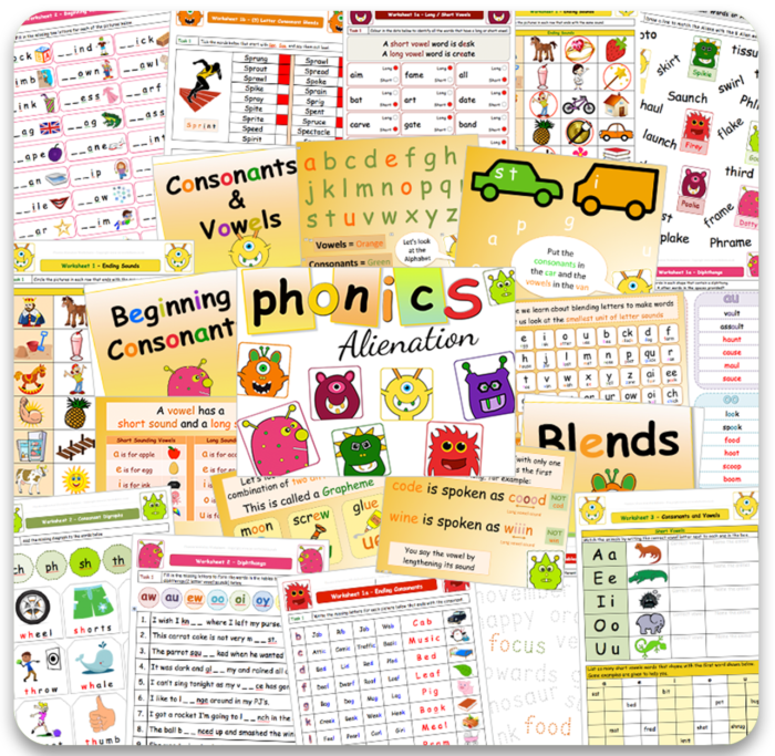 phonics worksheets resource and presentation for primary english pupils